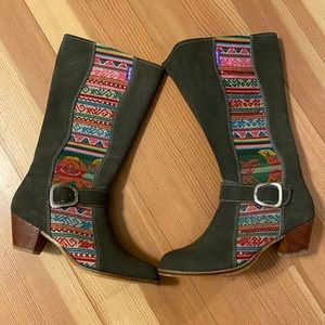 Handmade embroidered and leather boots